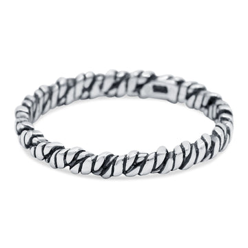 Thin Knot Oxidized Band Solid 925 Sterling Silver Thumb Ring (2mm)